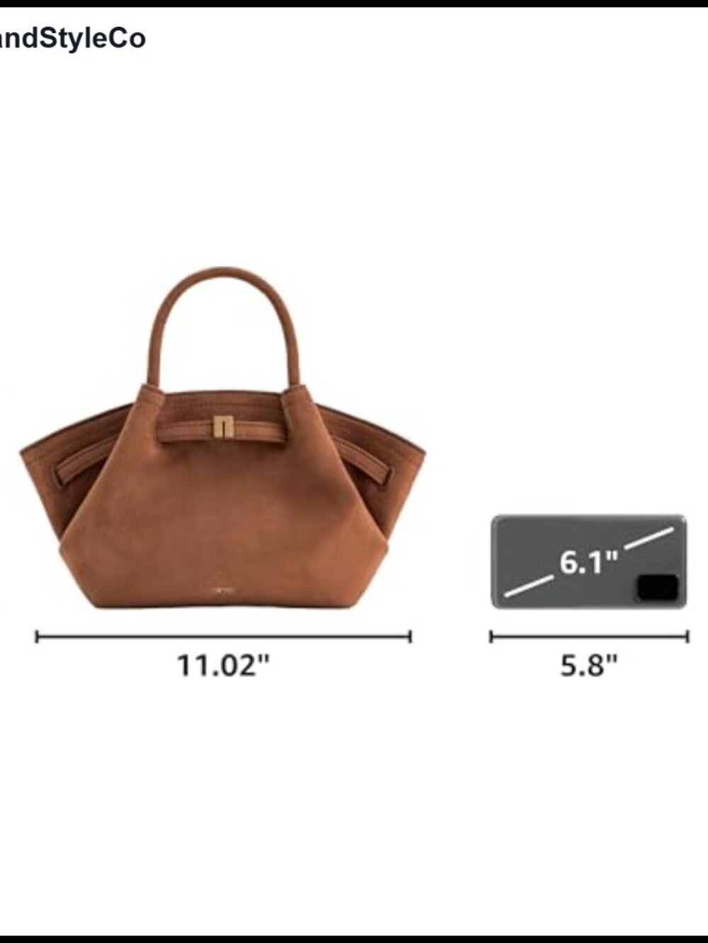 Mini Tote Bag Faux Suede Magnetic Snap Crossbody - Picture 2 of 6
